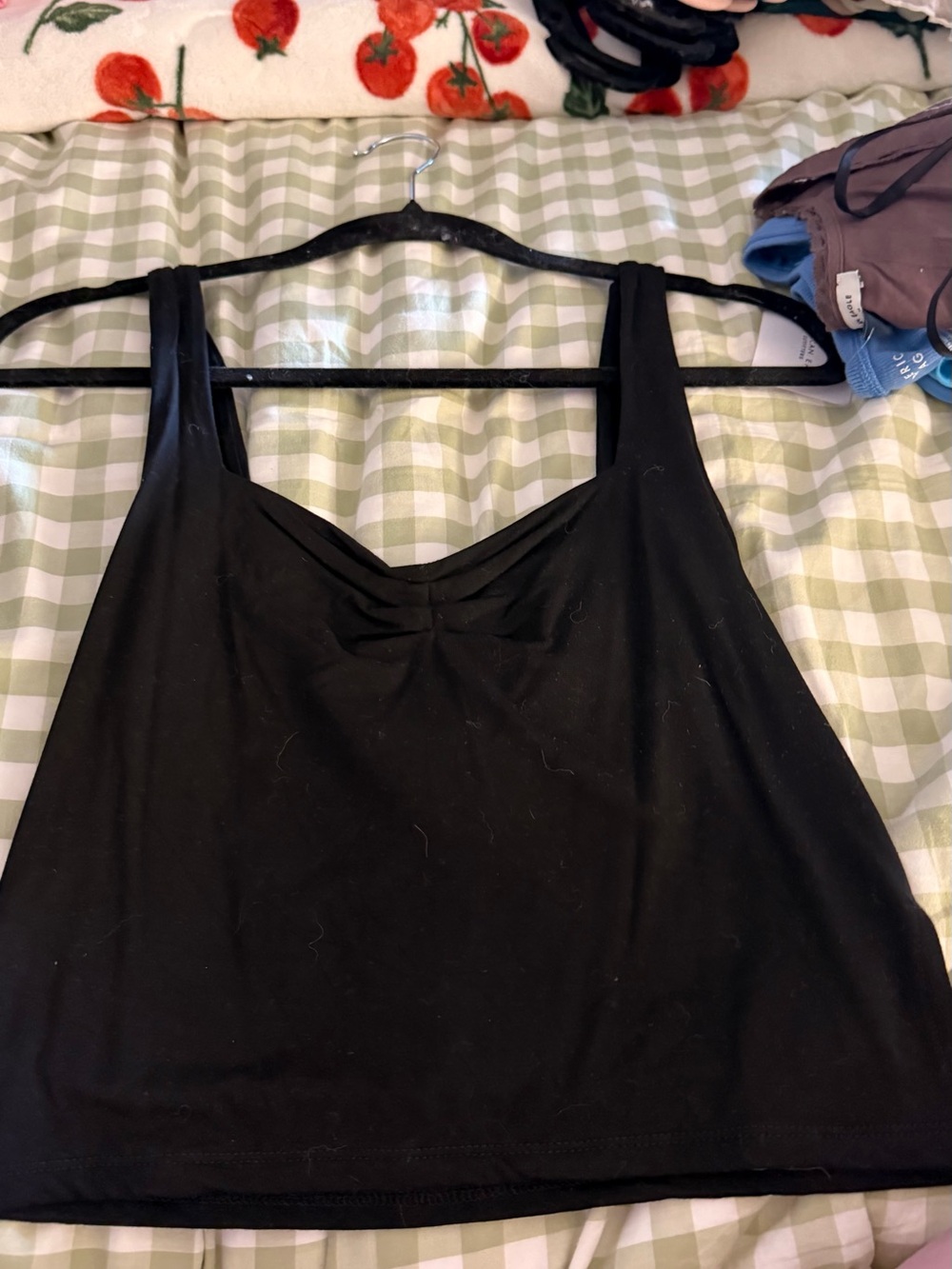 Source Unknown Black Tank Top with Front Gather